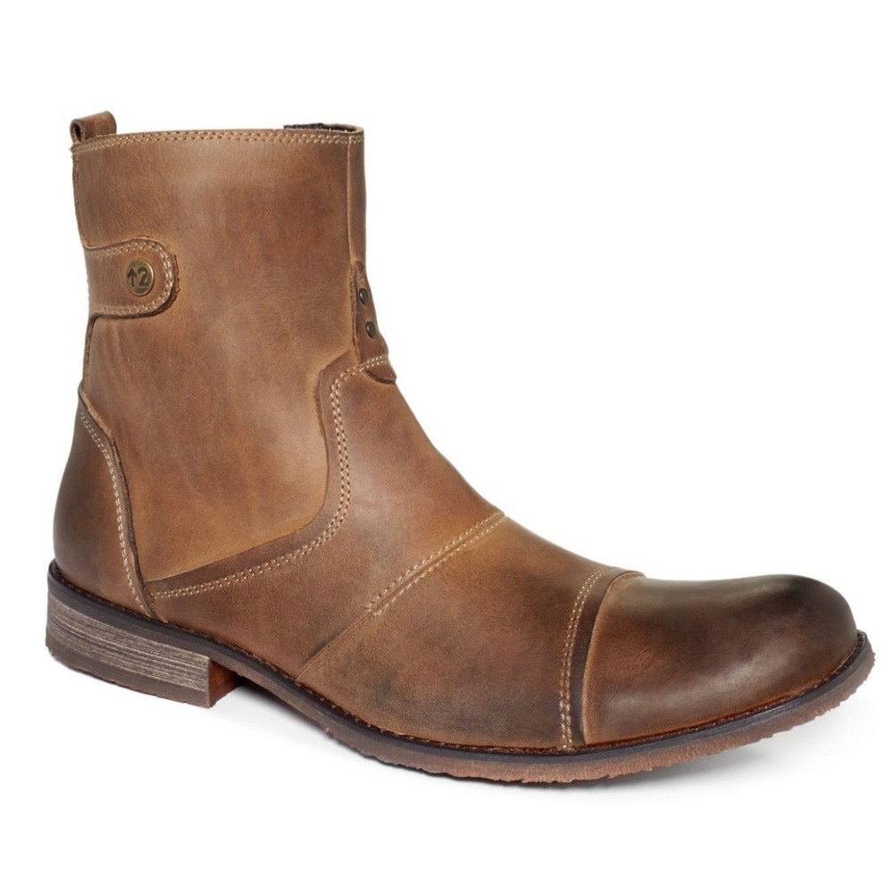 Bed Stu Burst Answer Me Toast Finish Leather Cap Toe Zip Boots Mens 10